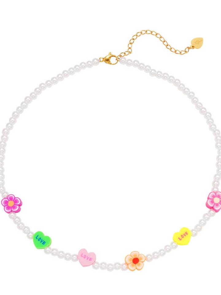 Collana con fiori e perle colorate per bambini per la vendita all'ingrosso da parte di Loentje Kids