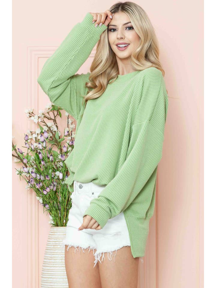 Burgundy Apparel - Vente Sweat-shirt – femme - SWEAT-SHIRT OVERSIZE CÔTELÉ ONDULÉ AVEC FENTE LATÉRALE35