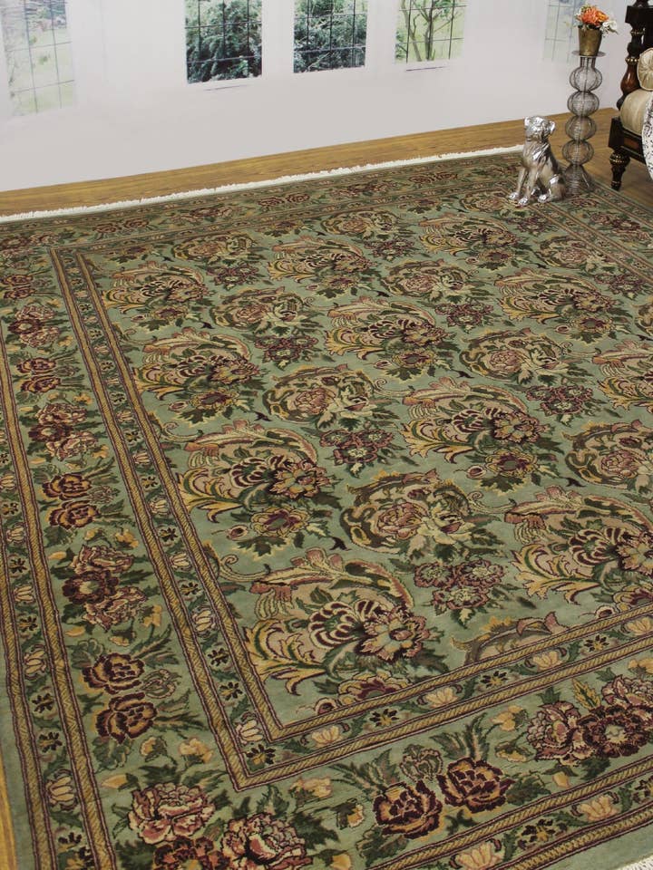 William Basarabian Lt. Green/Red Rug, 8'1" x 9'10" for wholesale by Noori Rug