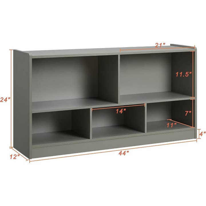 Grey 5 Section Toy Organizer And Bookshelf For Kids Storage for wholesale on Faire1