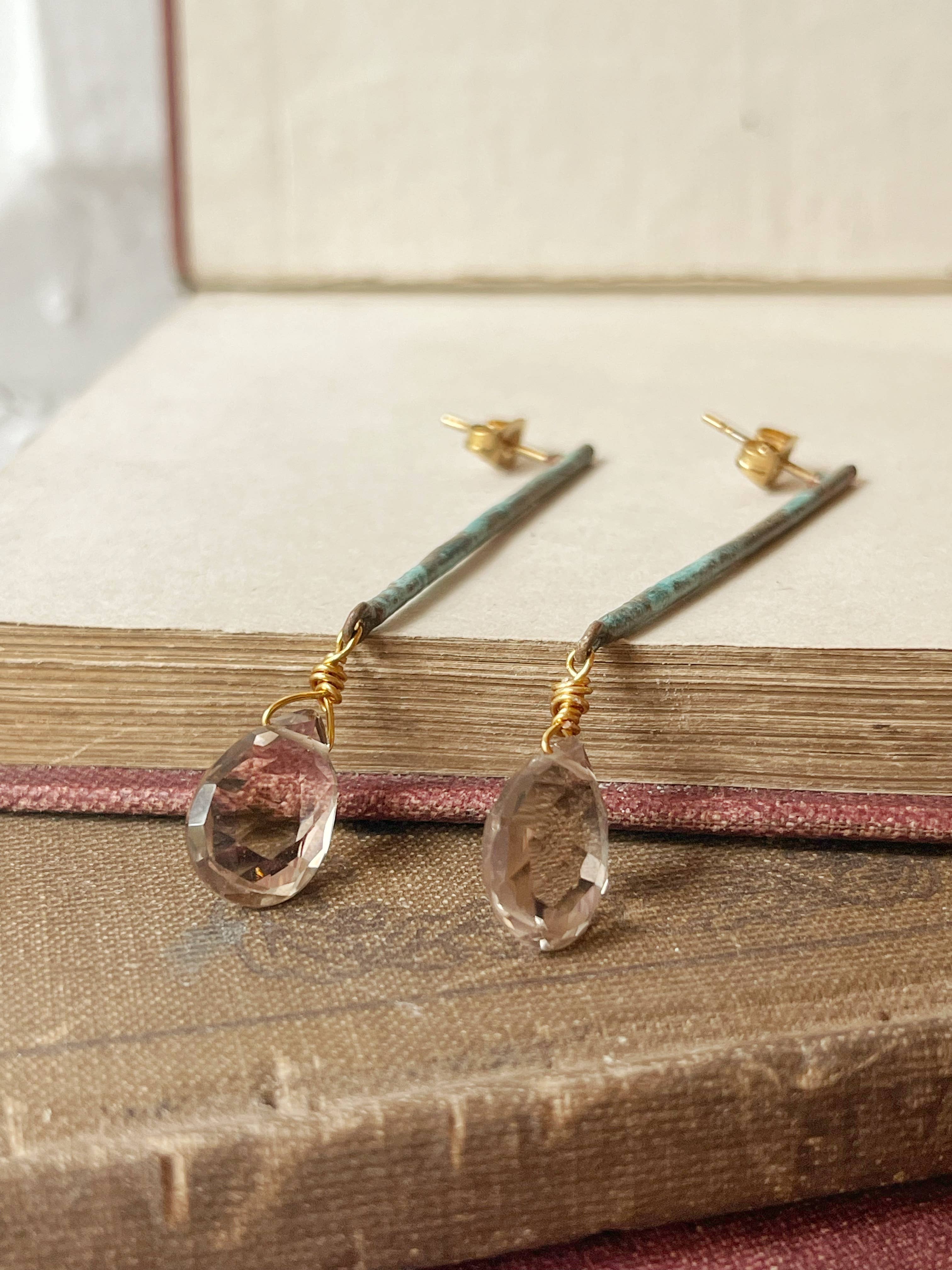 Rage Gems & Jewelry - Wholesale Dangle Earrings - Patina & Smoky Topaz Stick Earrings5