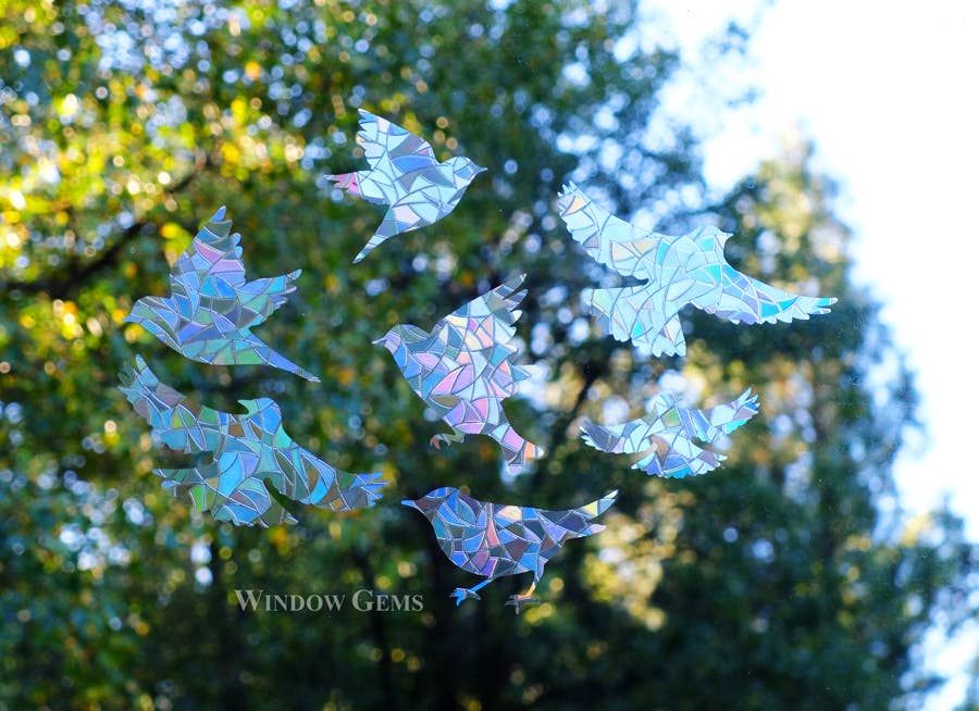 Window Gems - Wholesale Suncatcher - Bird Suncatcher Window Clings - Prismatic - Prevent Strikes1