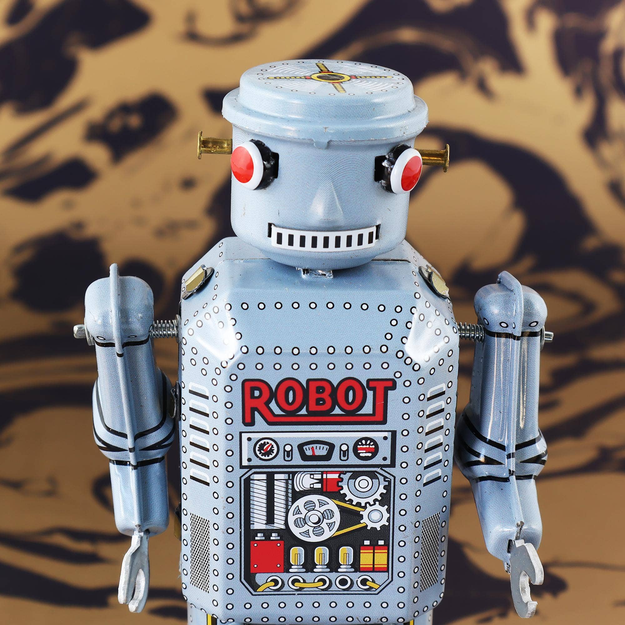 Tribal Trade GmbH - Vendita all'ingrosso Giocattolo a carica manuale - Bambini - Robot meccanico in lamiera azzurro chiaro9