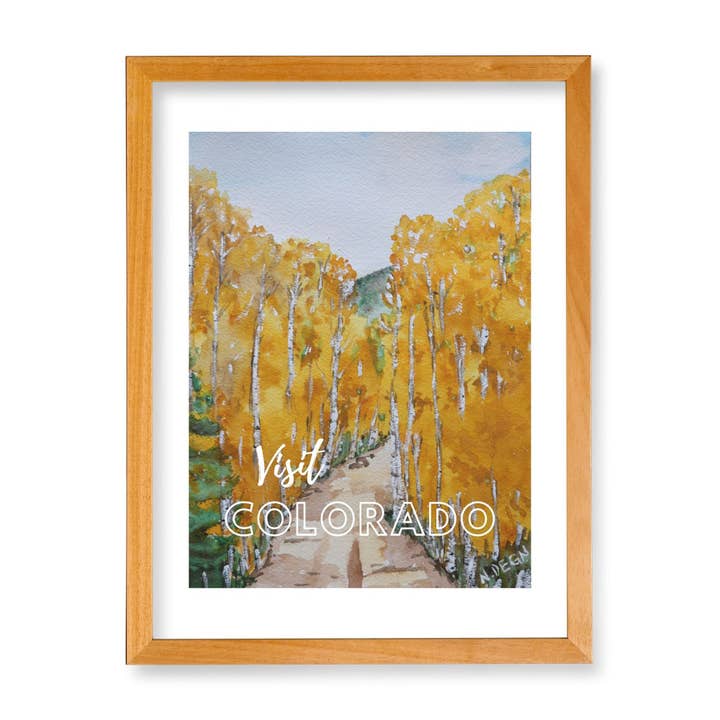 Colorado Aspens Watercolor Painting Giclee Travel Style Art Print for wholesale by Lower 48 Trading Company Road Trip Shop