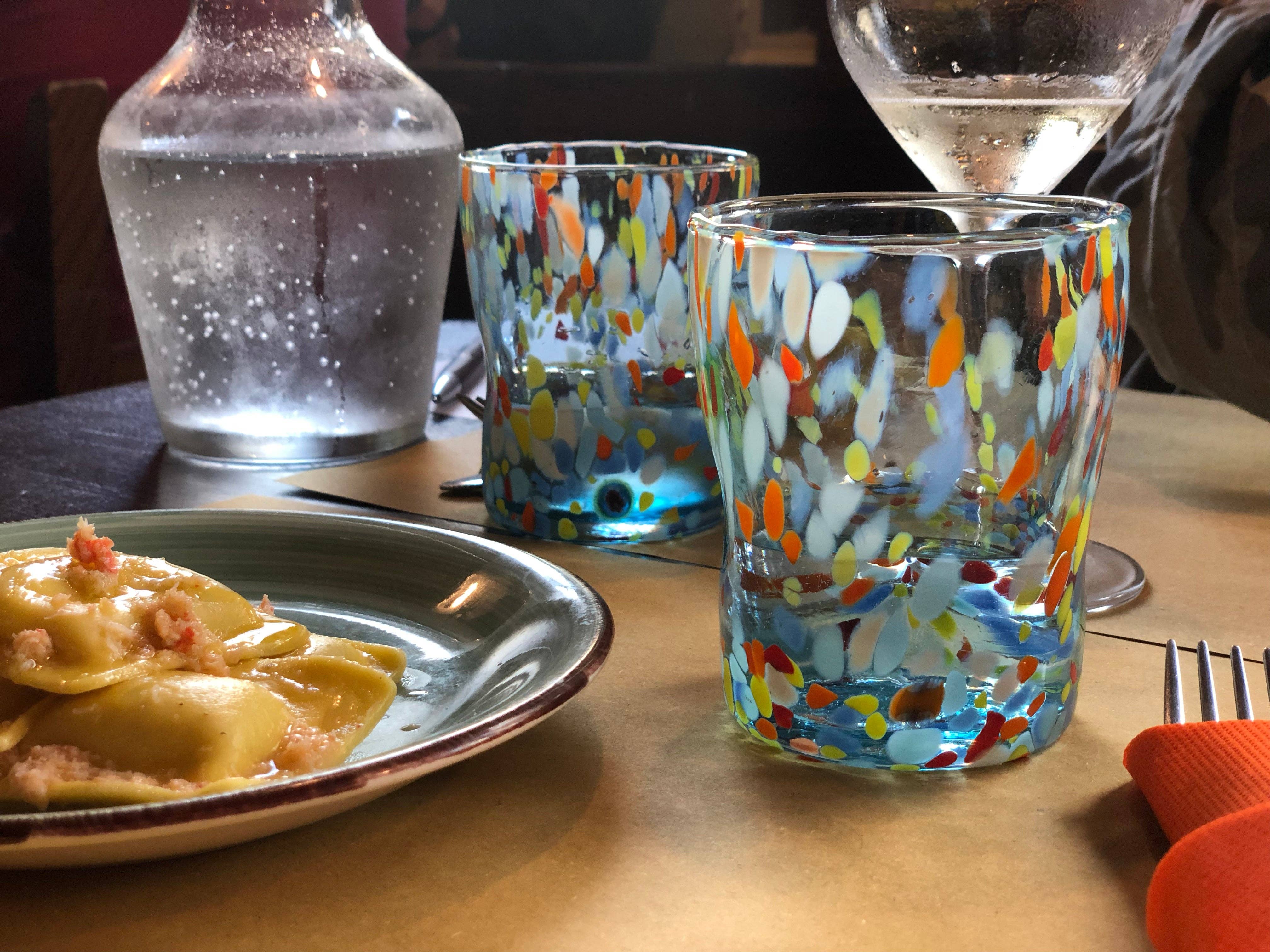 Mazzega Art & Design – wholesale Dricksglas och koppar – Färgade glas, ”The Colors of Murano” tumlar, modell Classic12