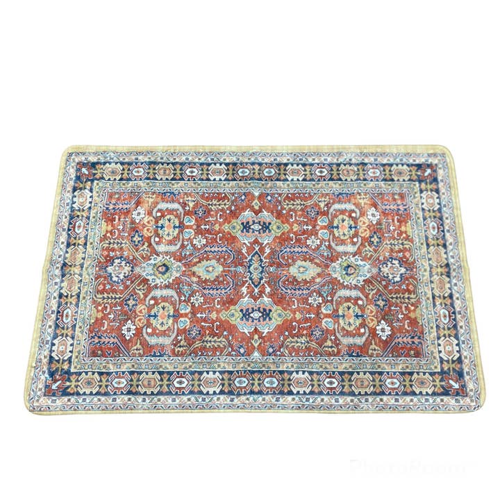 Persian Distressed Small Entryway Rug Doormat Bohemian Faux Wool Non-Slip Washable Low-Pile Floor Carpet for Indoor Front Entrance Kitchen BathroomBedside Rug for wholesale by TOBMARC
