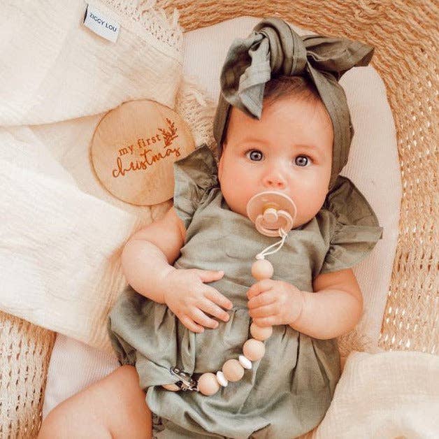 OB Designs Australia - Wholesale Pacifier clip – Baby - Peach Pink Eco-Friendly Dummy Chain1