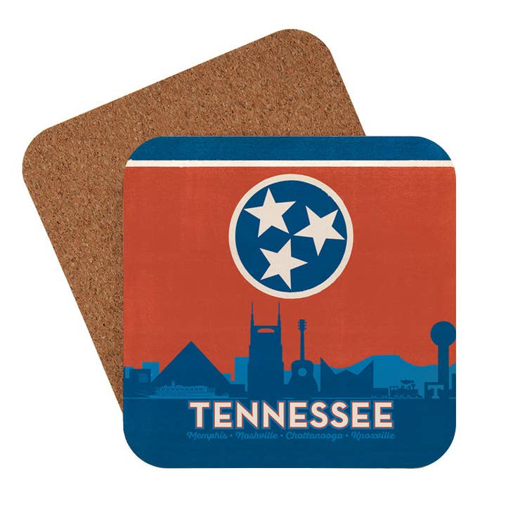 State Flag Cities of Tennessee Coaster for wholesale by Tourist Courts