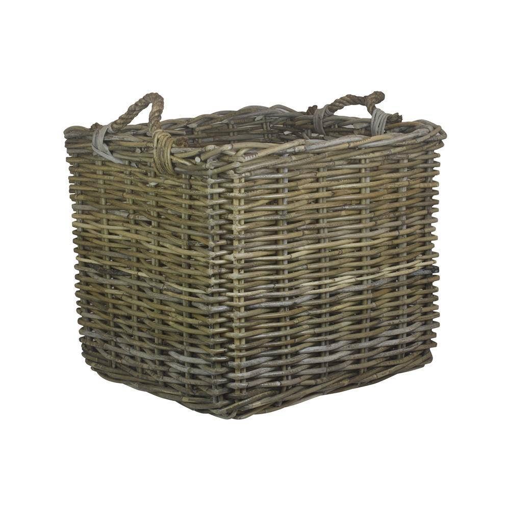 Red Hamper – wholesale Basket – Square Grey Rattan Log Basket0