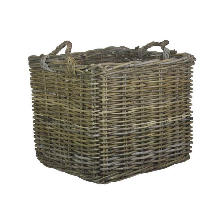 Red Hamper – wholesale Basket – Square Grey Rattan Log Basket
