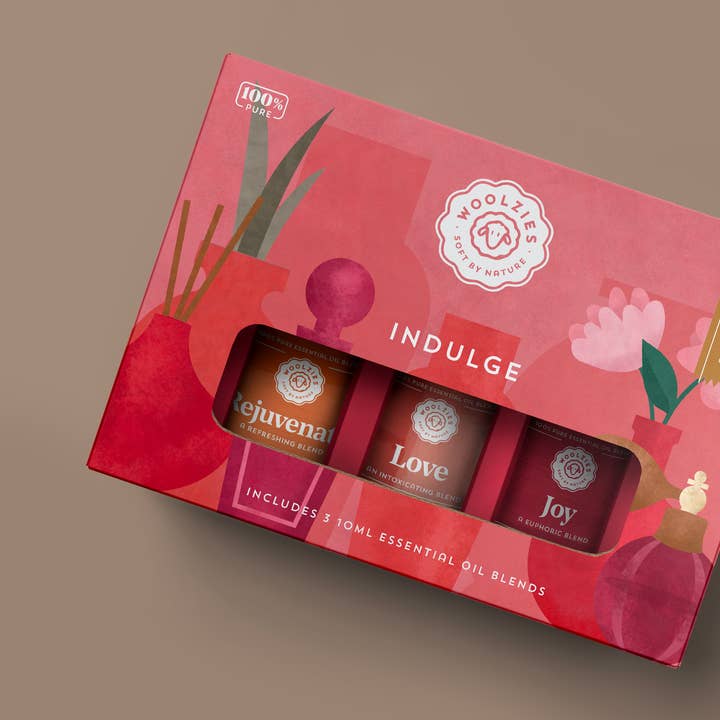 The Indulge Essential Oil Collection for wholesale by Woolzies
