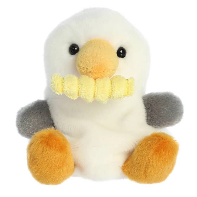 5" Plush Seagull with Fry Palm Pal Stuffed Animal for wholesale by The Honey Den