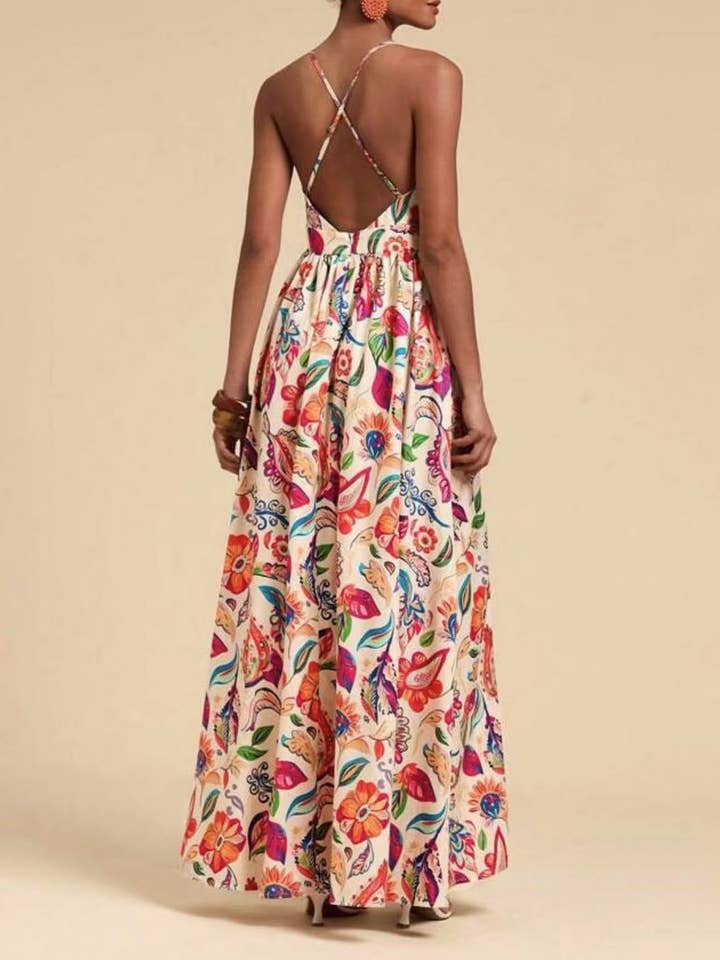 Rosa Clothing - Wholesale Dress - Women's - Ethnic Style Fashion Sexy Slim Print Slip Dress11