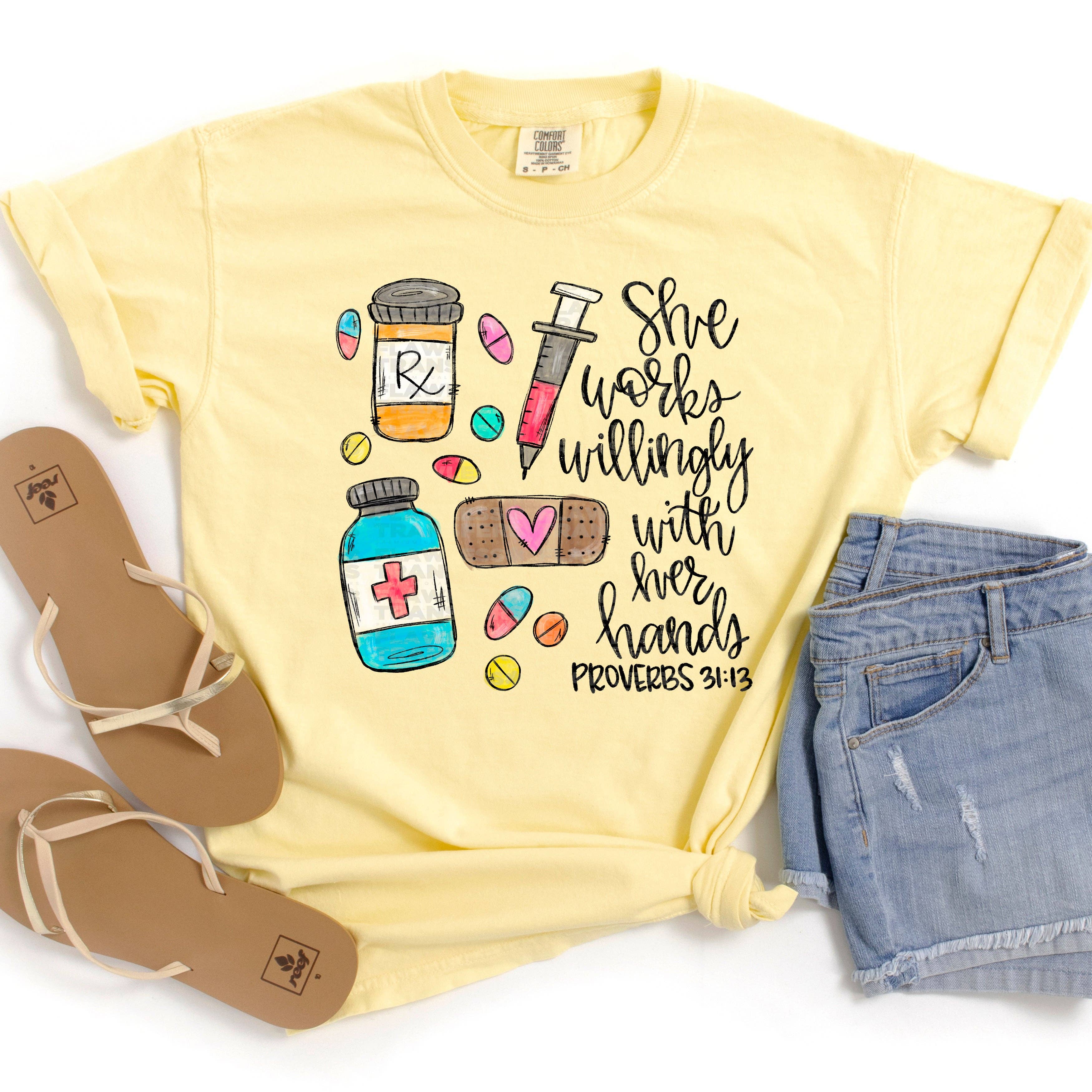 Flawless Transfers - Wholesale Sublimation Transfer - Pharmacist She Works Willingly With Her Hands Proverbs DTF Transfer0