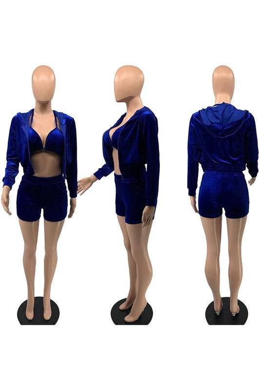 Flarix - Wholesale Top & Skirt Set - Women's - velour jacket shorts set13