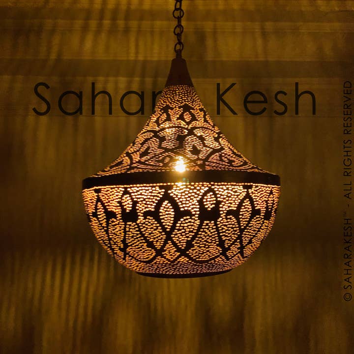 SaharaKesh - Wholesale Chandelier/Hanging Light - Moroccan Pendant Lamp, Handmade Brass Arabic Ceiling Lamp