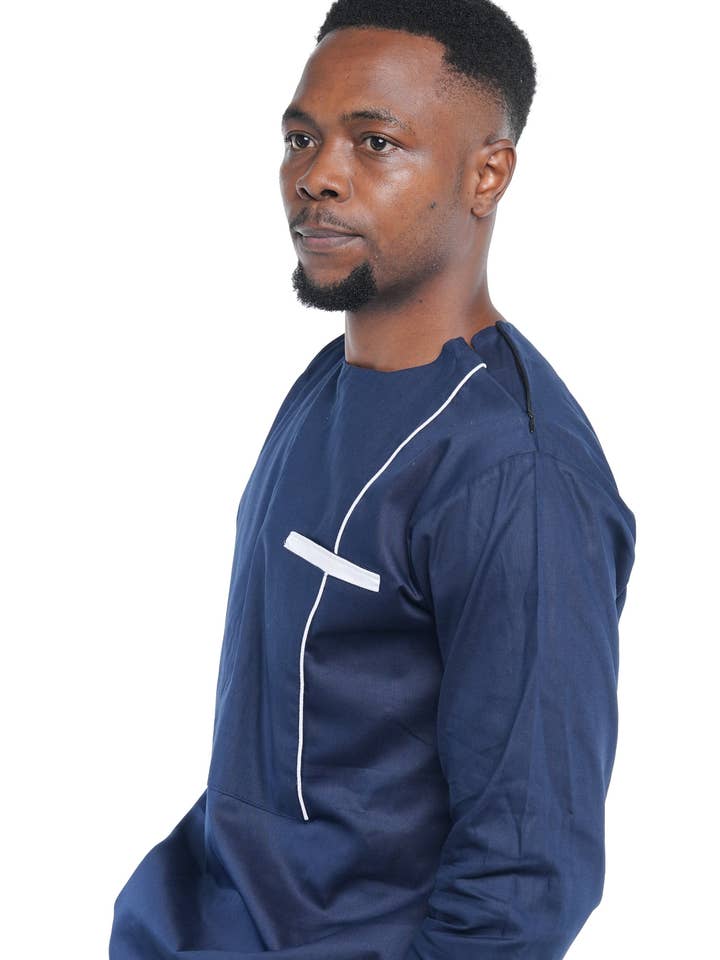 Satsuma Wholesale - Venta al por mayor Conjunto de camiseta y pantalón (NO para casa) - Hombre - Conjunto de pantalones africanos de dos piezas azul marino