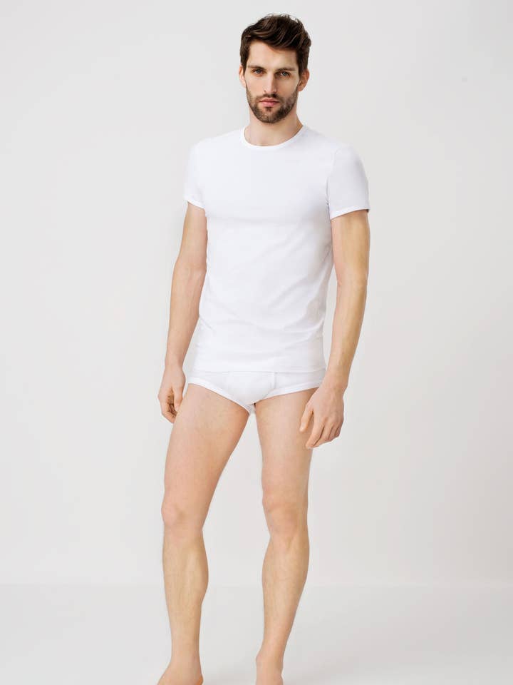 Men's Organic Cotton V-Neck Short Sleeve Shirt for wholesale by linenease