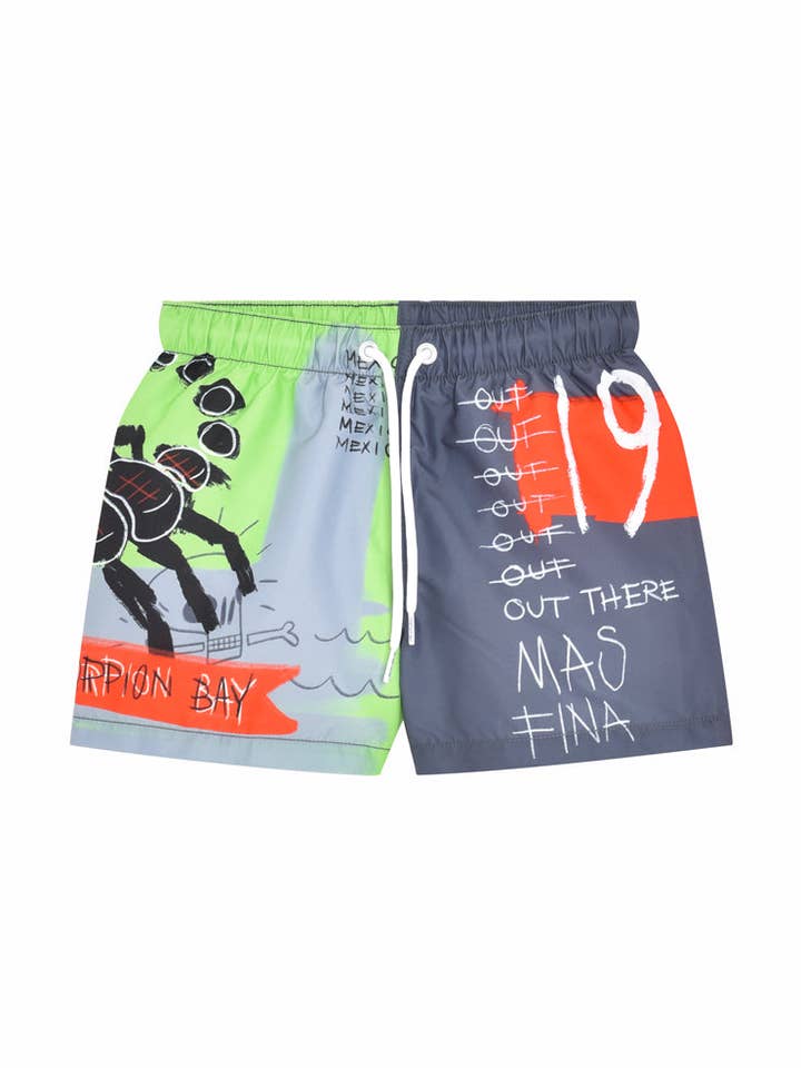Bambino | Costume Volley Color Carbone Con Stampa "Sketched Scorpion" per la vendita all'ingrosso da parte di Scorpion Bay