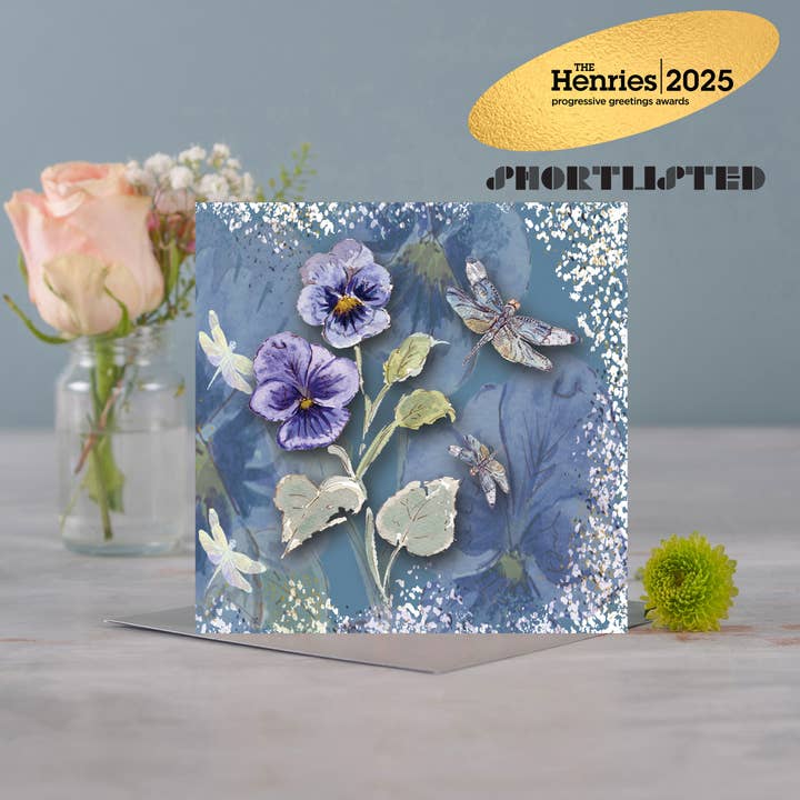 Biglietto di auguri Pansies per la vendita all'ingrosso da parte di Claire Louise