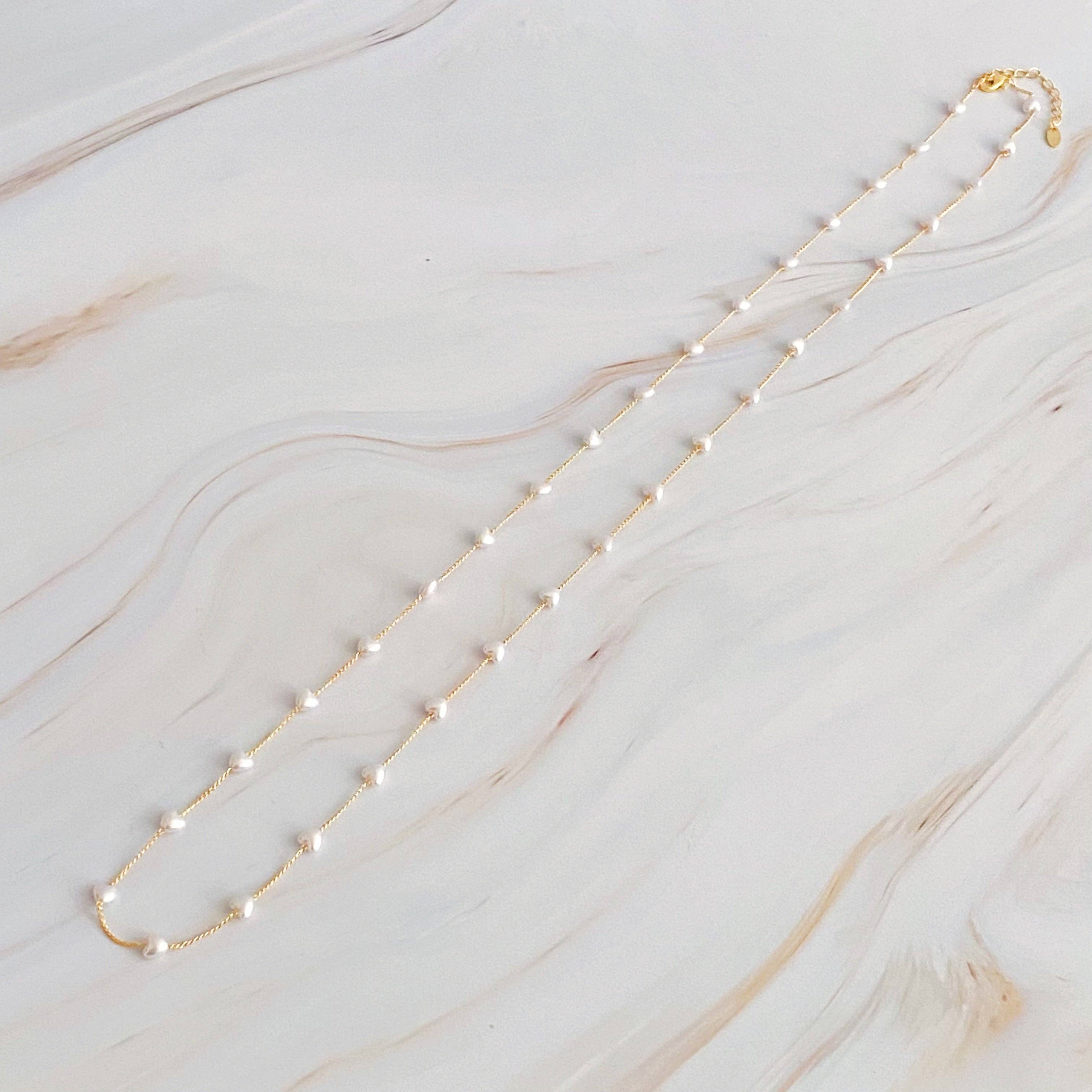Ellison+Young - Wholesale Beaded/Pearl Necklace - Pearl Heart Long Chain Necklace2