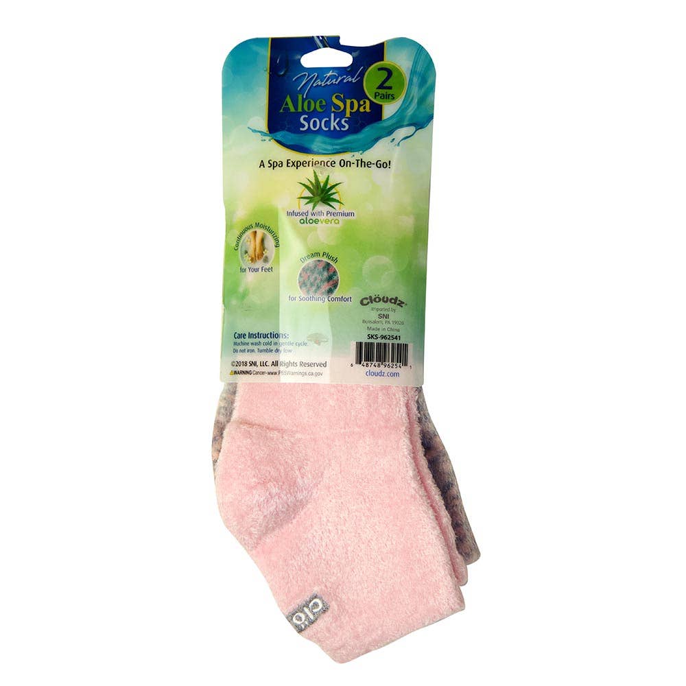 Cloudz - Vente Chaussettes – unisexe - Cloudz Chaussettes Spa Naturelles à l’Aloe Vera - Lot de 2 Paires Assorties Rose2
