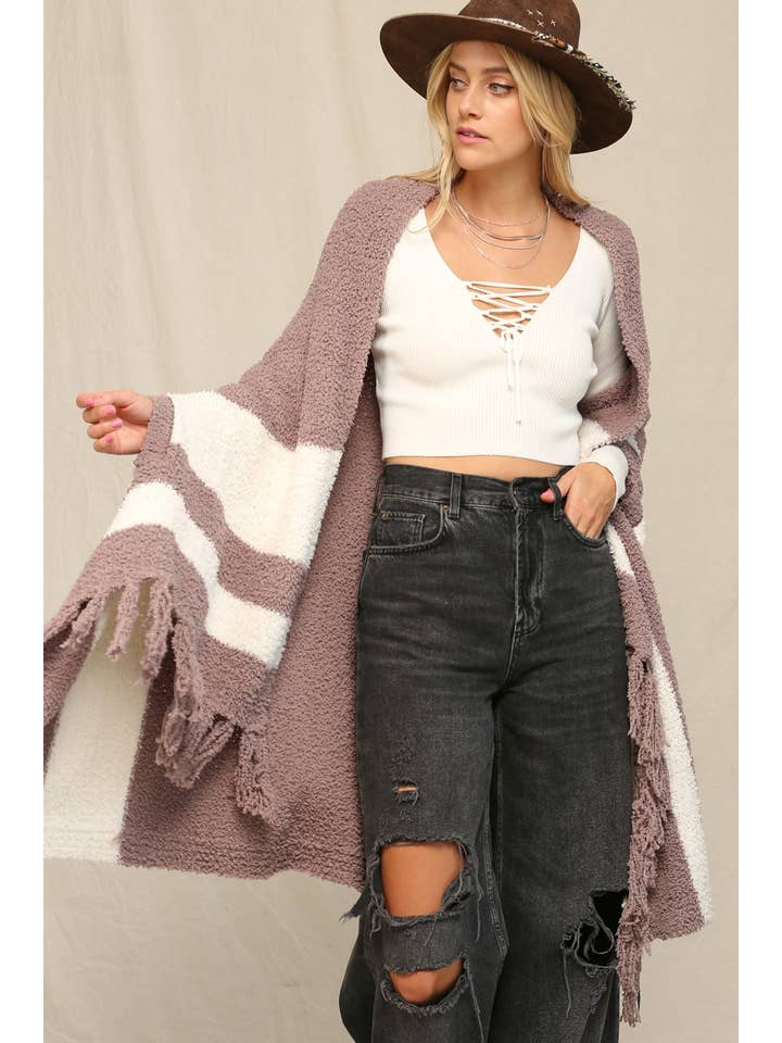 KyeMi - Wholesale Poncho - Women's - Super Soft And Stretchy Poncho With Fringe9