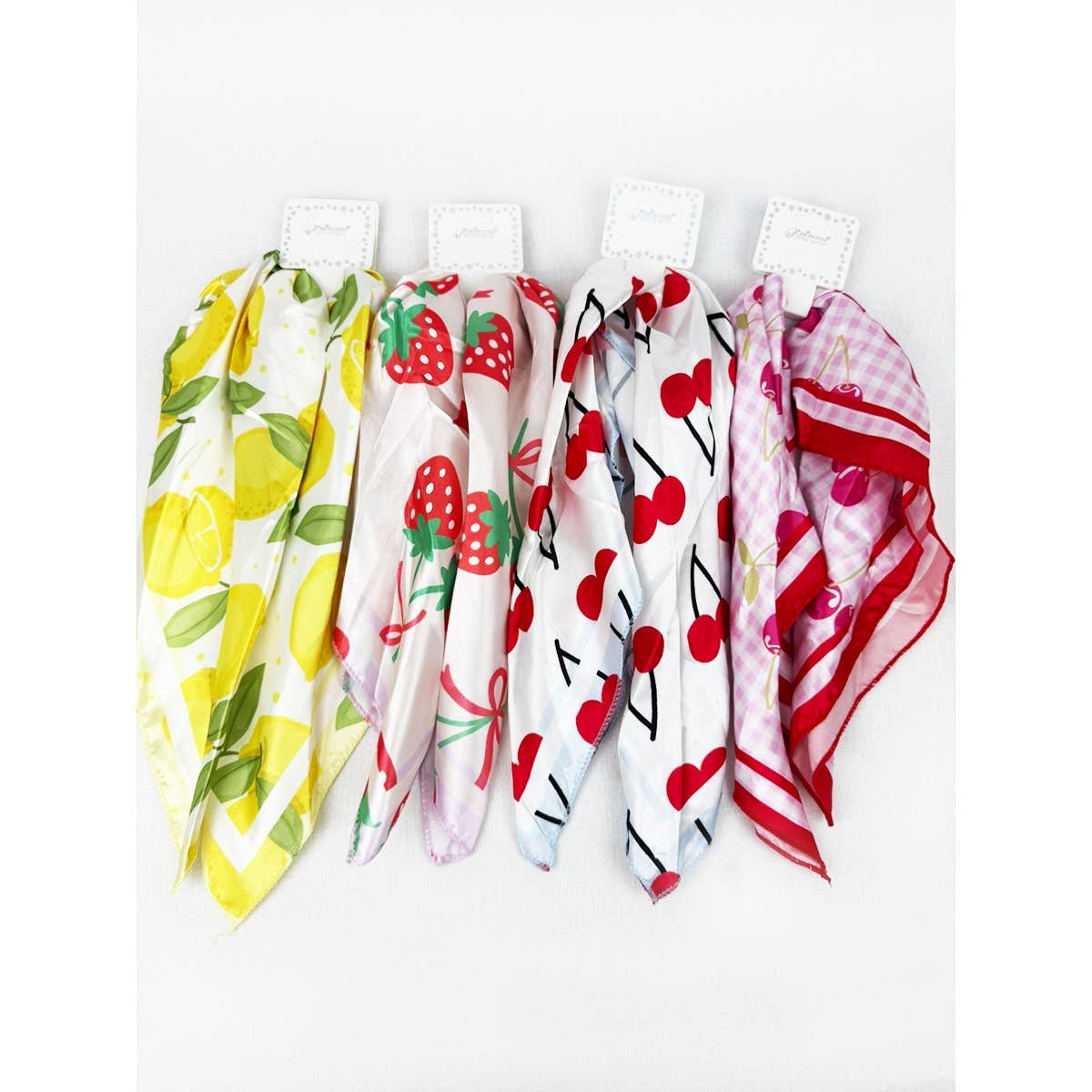 MIX COLOR Multiuse Fruit Print Satin Scarf for wholesale on Faire4