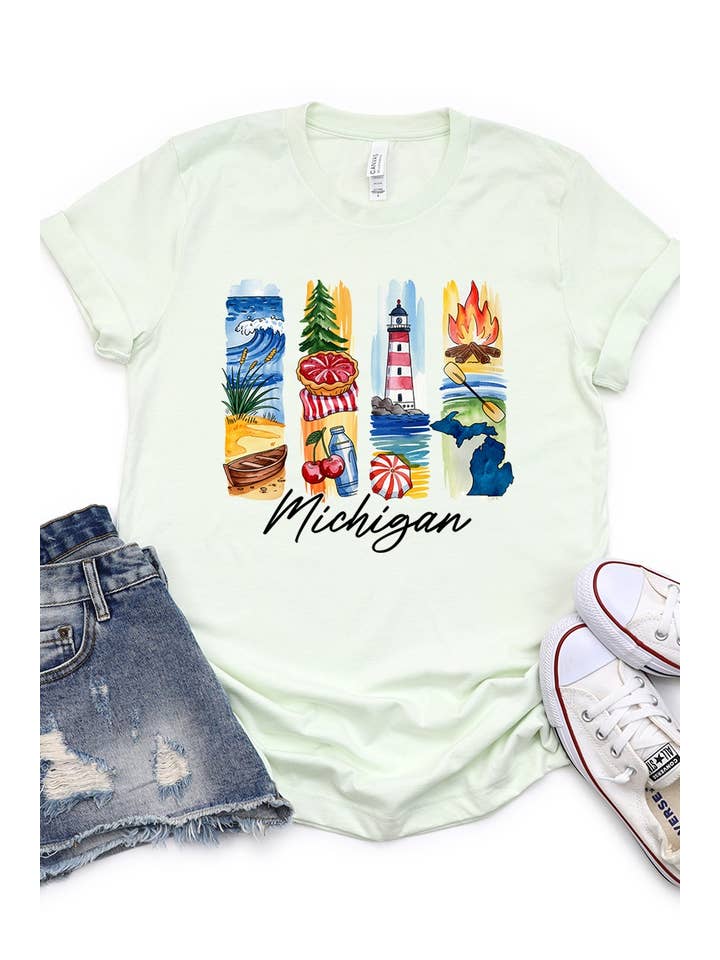 COLORBEAR - Wholesale T-Shirt (Graphic) - Women's - Michigan State Brushstroke Graphic Tee20