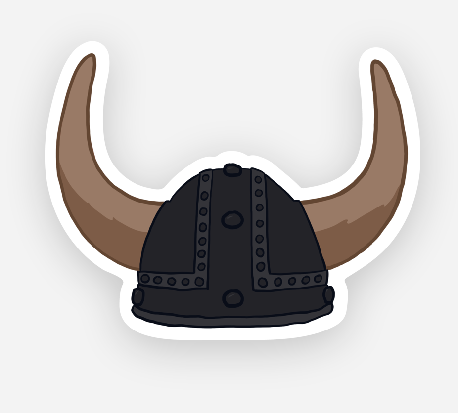 Fika Co. - Wholesale Sticker - Viking Helmet Sticker - Large Horns - Plain0