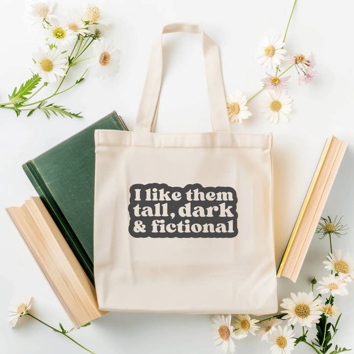 Tall, Dark & Fictional | Tote for wholesale by bookonahookco