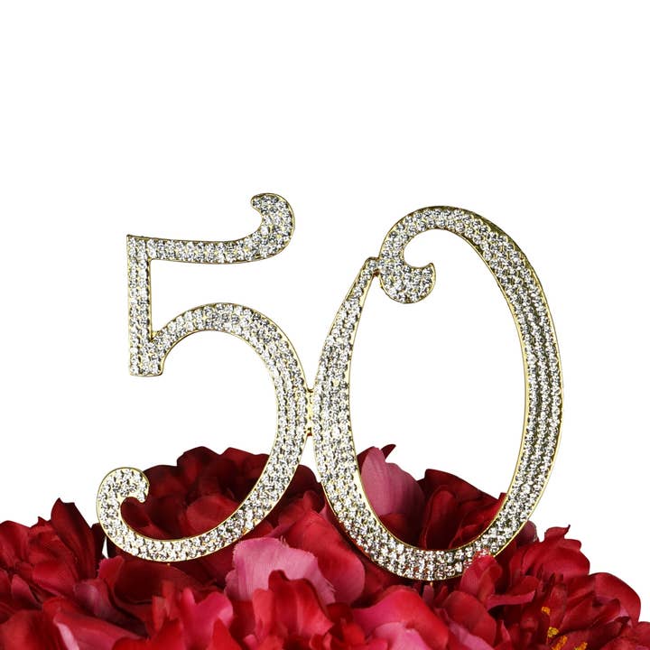 17 Main - Wholesale Cake/Cupcake Topper - Sparkling Collection 50th Birthday/Anniversary Cake Topper