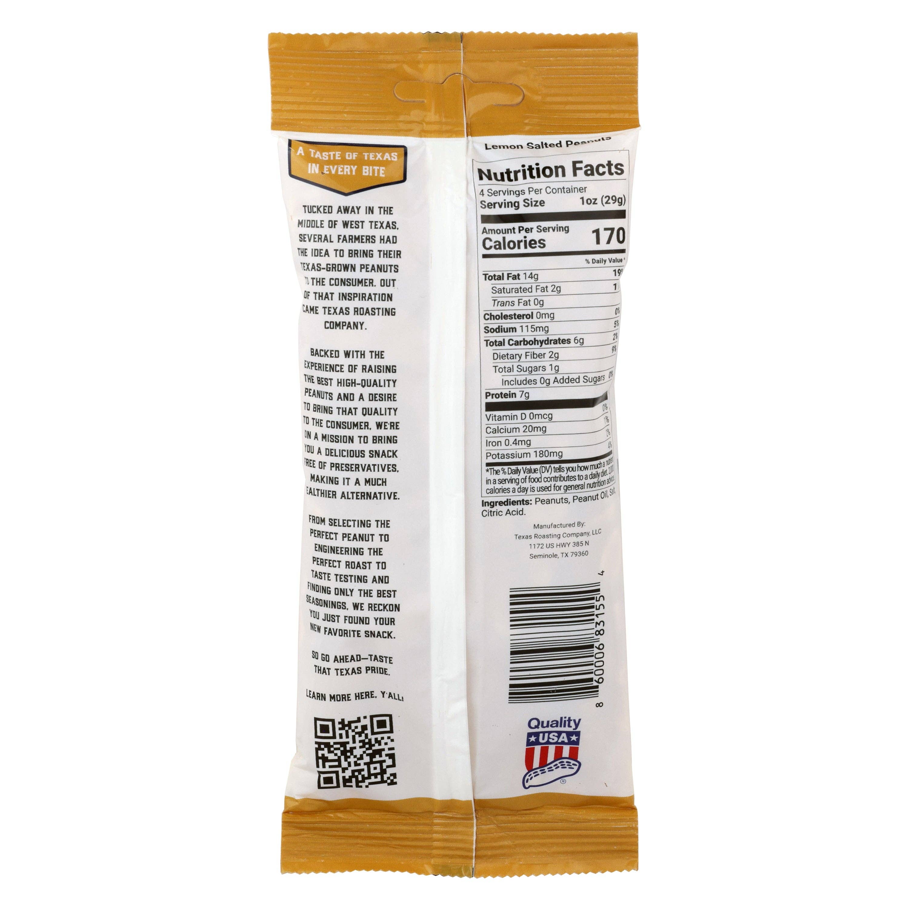 Texas Roasting Company - Wholesale Nuts - Lemon Salted Peanuts 4oz (Box of 12)1