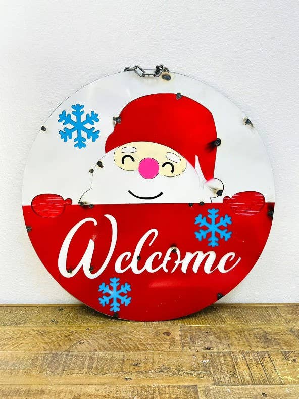 Metalen Muurteken, Welkom Kerstman voor wholesale door Rustic Farm