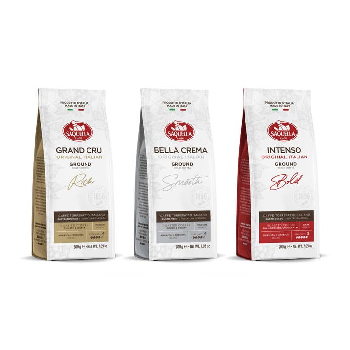 Saquella 1856 SRL - Wholesale Coffee Beans - Grand Cru Rich Ground Bag 10X200 Gr1