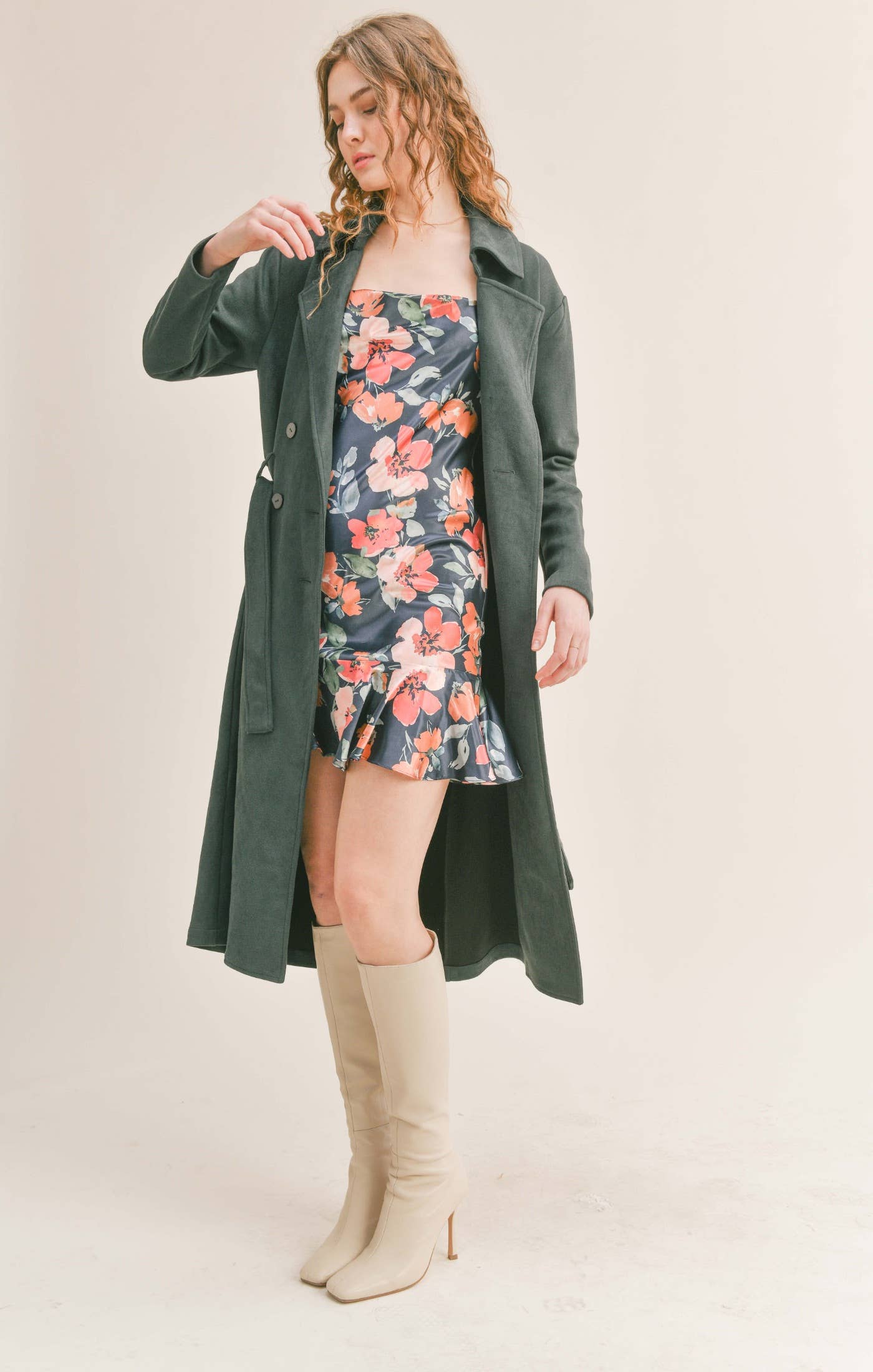 Sadie & Sage - Vendita all'ingrosso Cappotto - Donna - Cappotto in camoscio con cintura Bookworm: DARK FOREST5