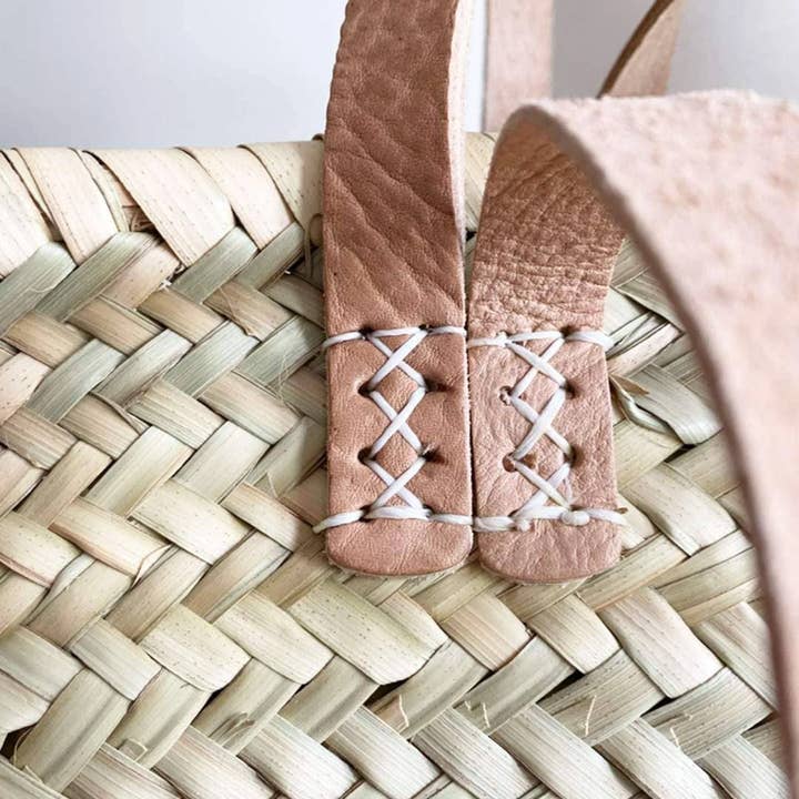 Gran Wholesale - Wholesale Beach Bag - Straw Bag with Leather Handles - French Market Basket