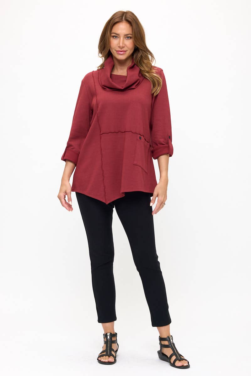 Focus Fashion – wholesale Tunika - Dam – Polokrage långärmad tunika med uppvikbara ärmar - HC2010