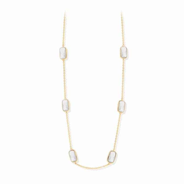 ORUS BIJOUX - Wholesale Link & Chain Necklace - Small white pebble gilded silver necklace