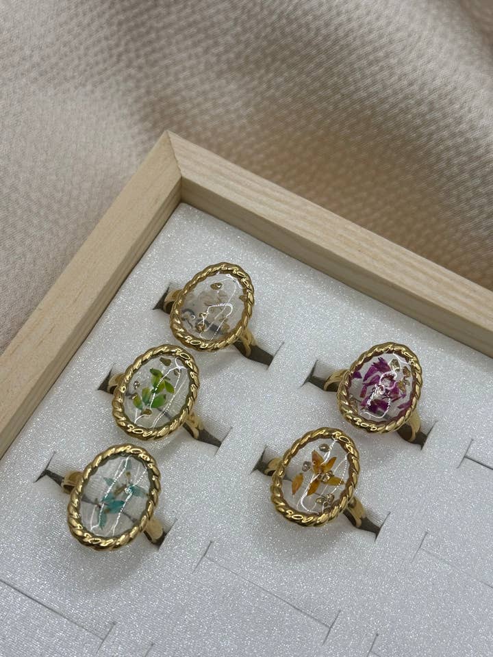 Anello in acciaio inossidabile Real Flowers per la vendita all'ingrosso da parte di YOLA