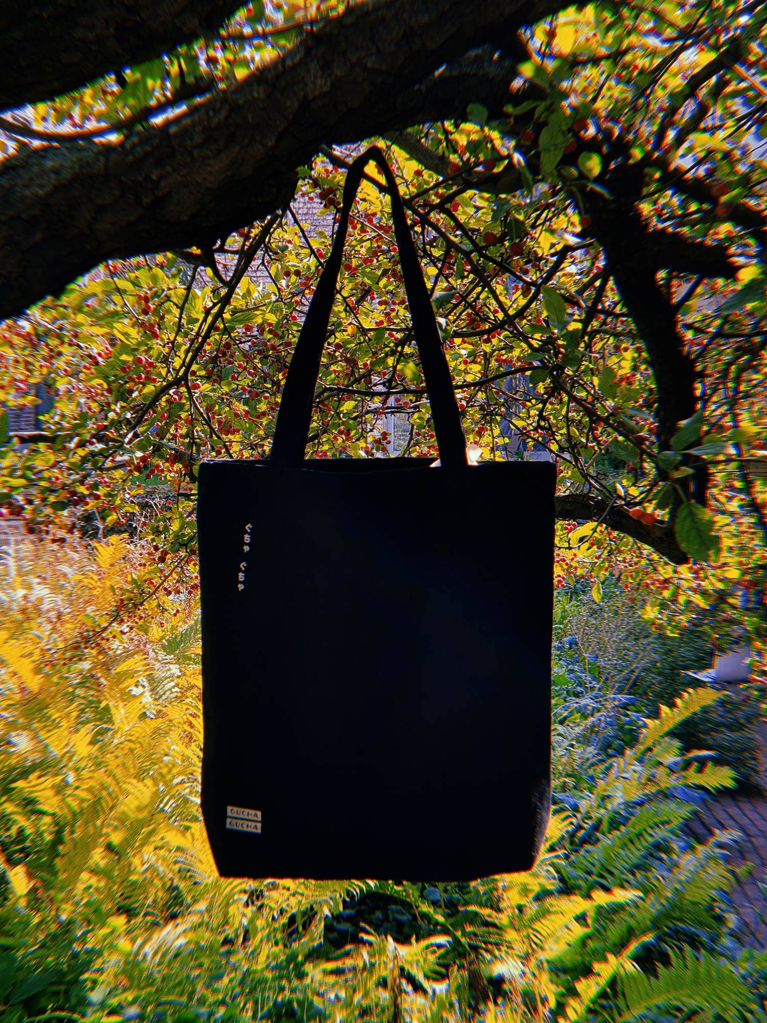 Gucha Gucha - Wholesale Tote Bag - Women's - Sleeping Flower - Black Tote Bag2