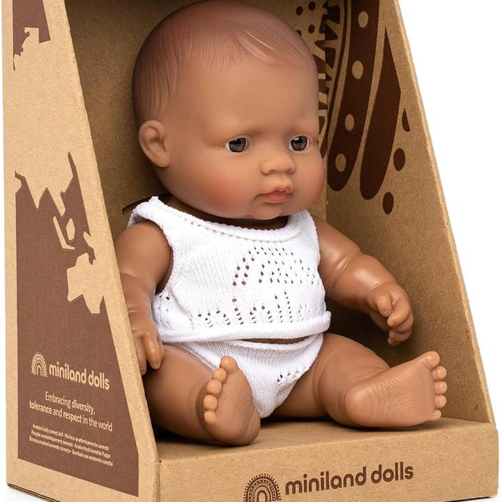 KsmToys Miniland 8.25″ 20cm Soft Body Hispanic Baby Boy Doll with Organic Cotton Clothes BPA-Free Vinyl Anatomically Correct Fully Articulated for wholesale by KsmToys