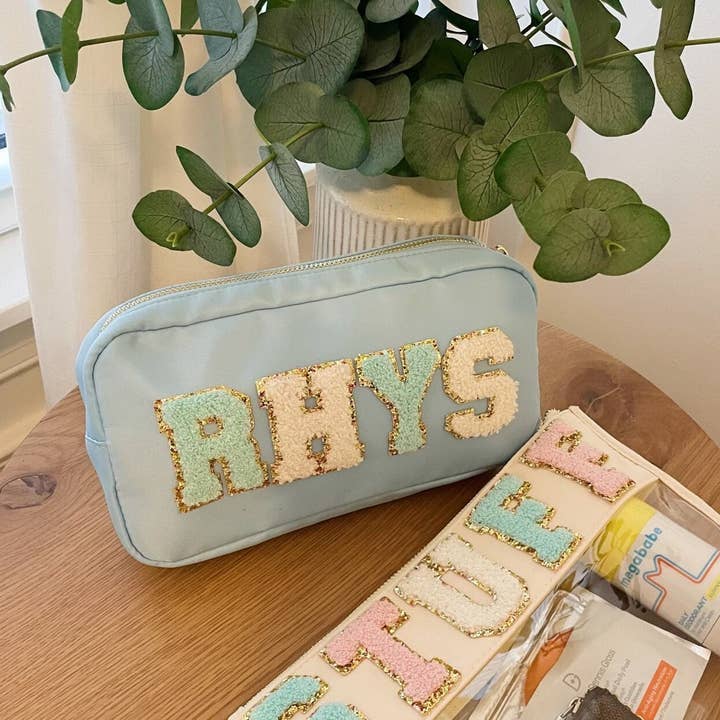 Customizable Medium Nylon Pouch with Patches for wholesale by Portland and Peel