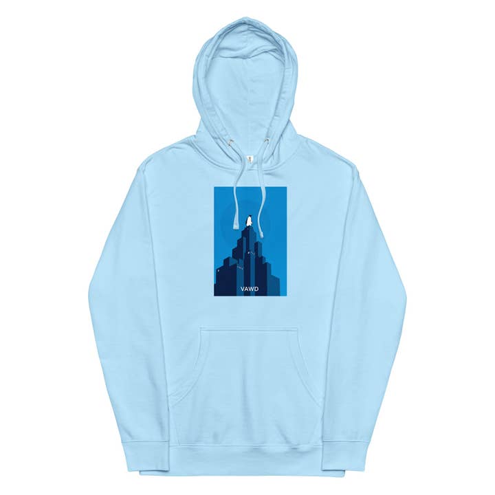 VAWDesigns Penguin City Hoodie – Inspired Album Art Graphic Hoodie for Men & Women, Cool Streetwear Urban Skyline for wholesale by VAWDesigns
