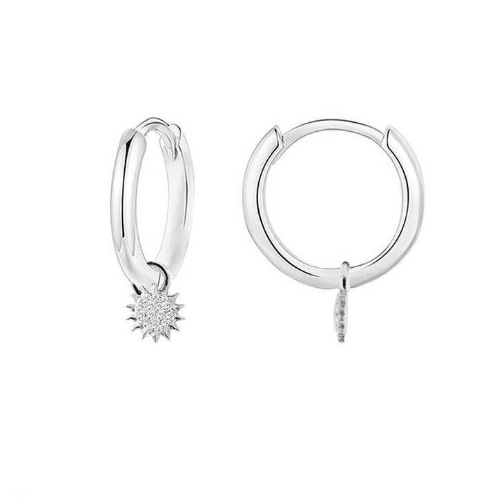 AMORINO SRL - Wholesale Dangle Earrings - HOOP EARRINGS WITH SUN PENDANT IN RHINESTONES - YC2452B671