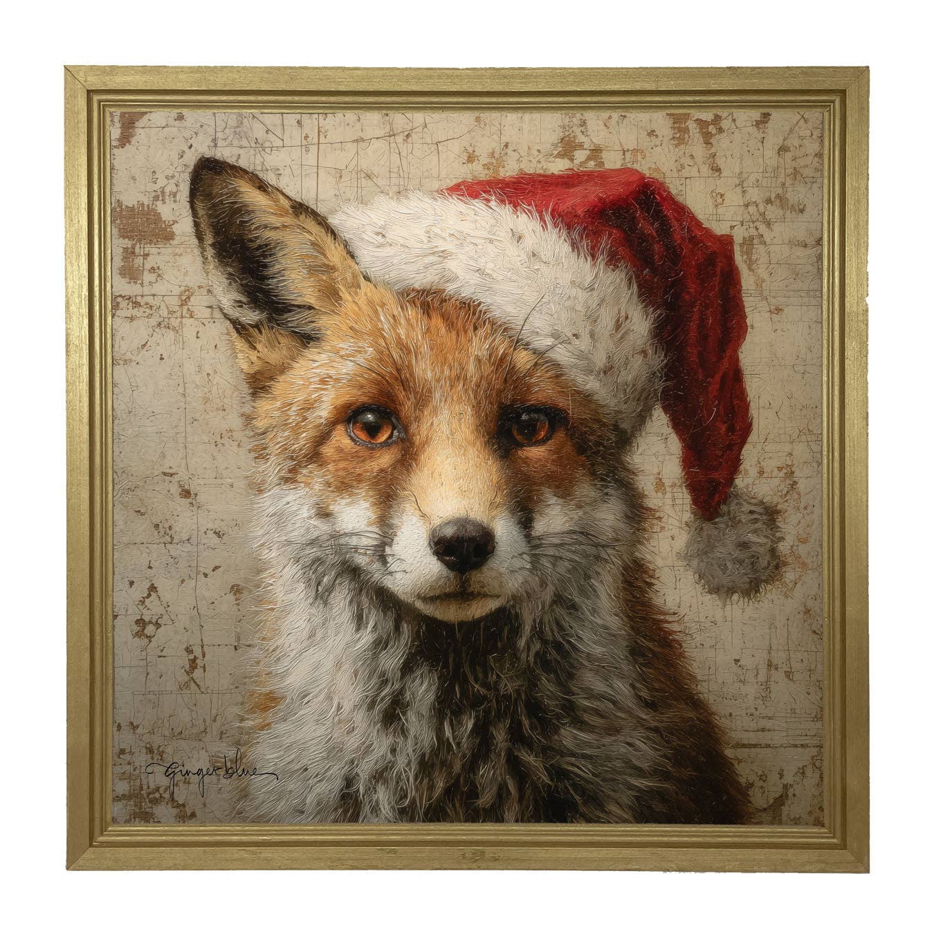 ginger blue - Wholesale Christmas Wall Art - Santa Hat Fox5
