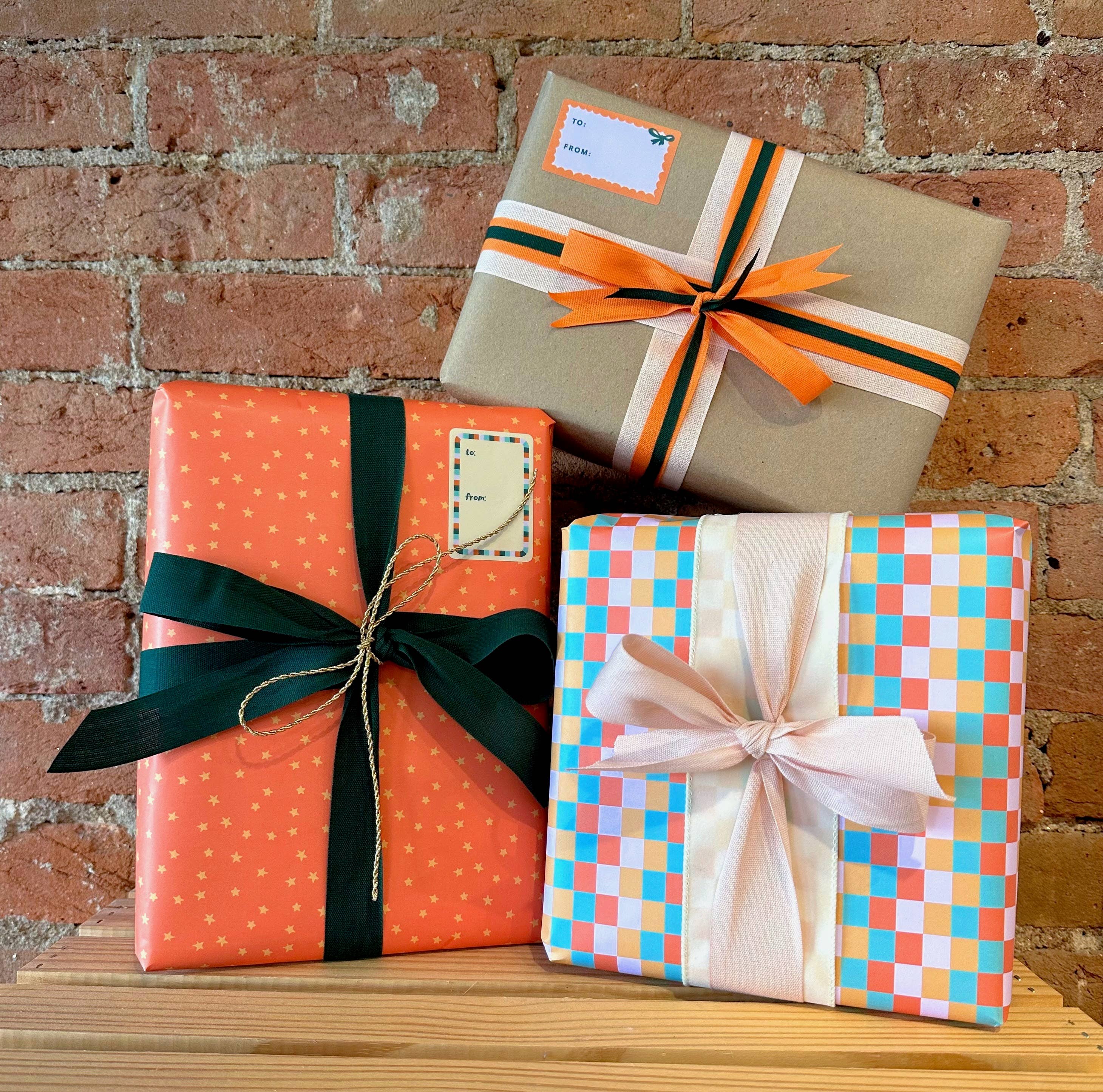 Wolf & Wren Press - Wholesale Flat Wrap - Golden Stars Gift Wrap4