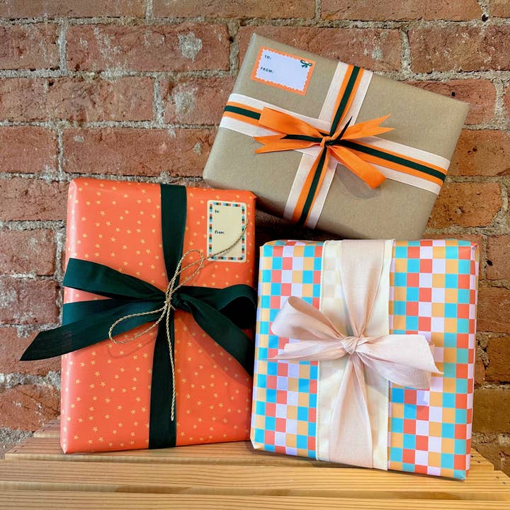 Wolf & Wren Press - Wholesale Flat Wrap - Golden Stars Gift Wrap4