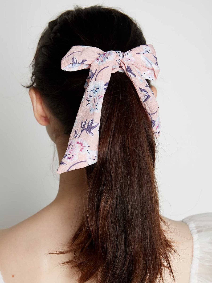 Angels Whisper Accessories - Wholesale Scrunchie - Women’s - Horea Floral Print Bow Scrunchie2