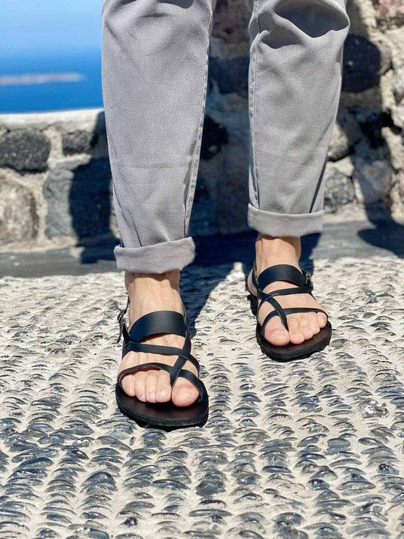 Christina Christi - Wholesale Sandals - Men's - Black Leather Sandals Men, Slingback Sandals6